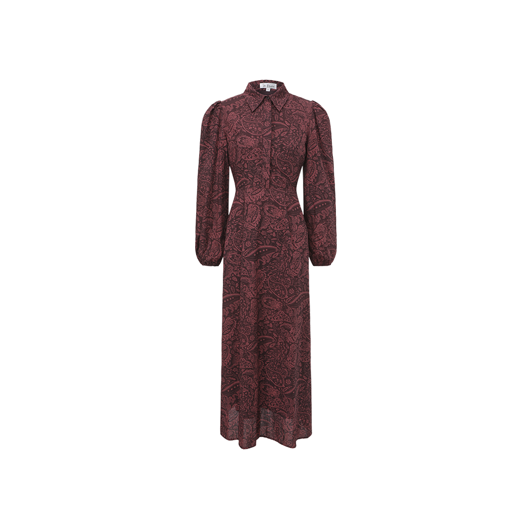 Waisted Puff Sleeve Printed Dress