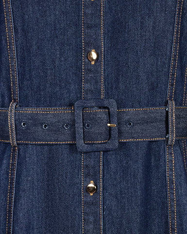 Chambray Seam Detailed Dress