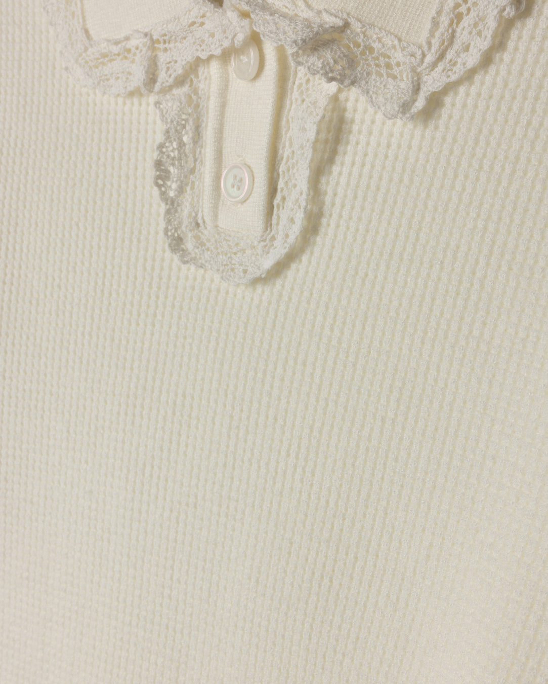 Peer Waffle Knit Lace Trim Sweater C-18744