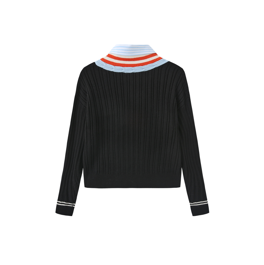 Stripe Shirt V-Neck Sweater