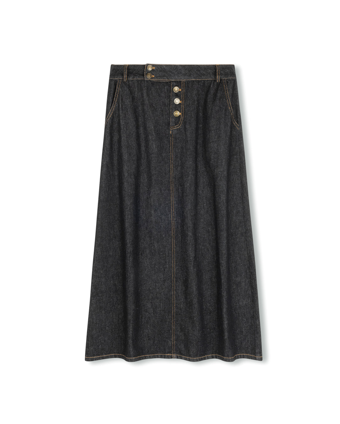 Straight Button Denim Skirt