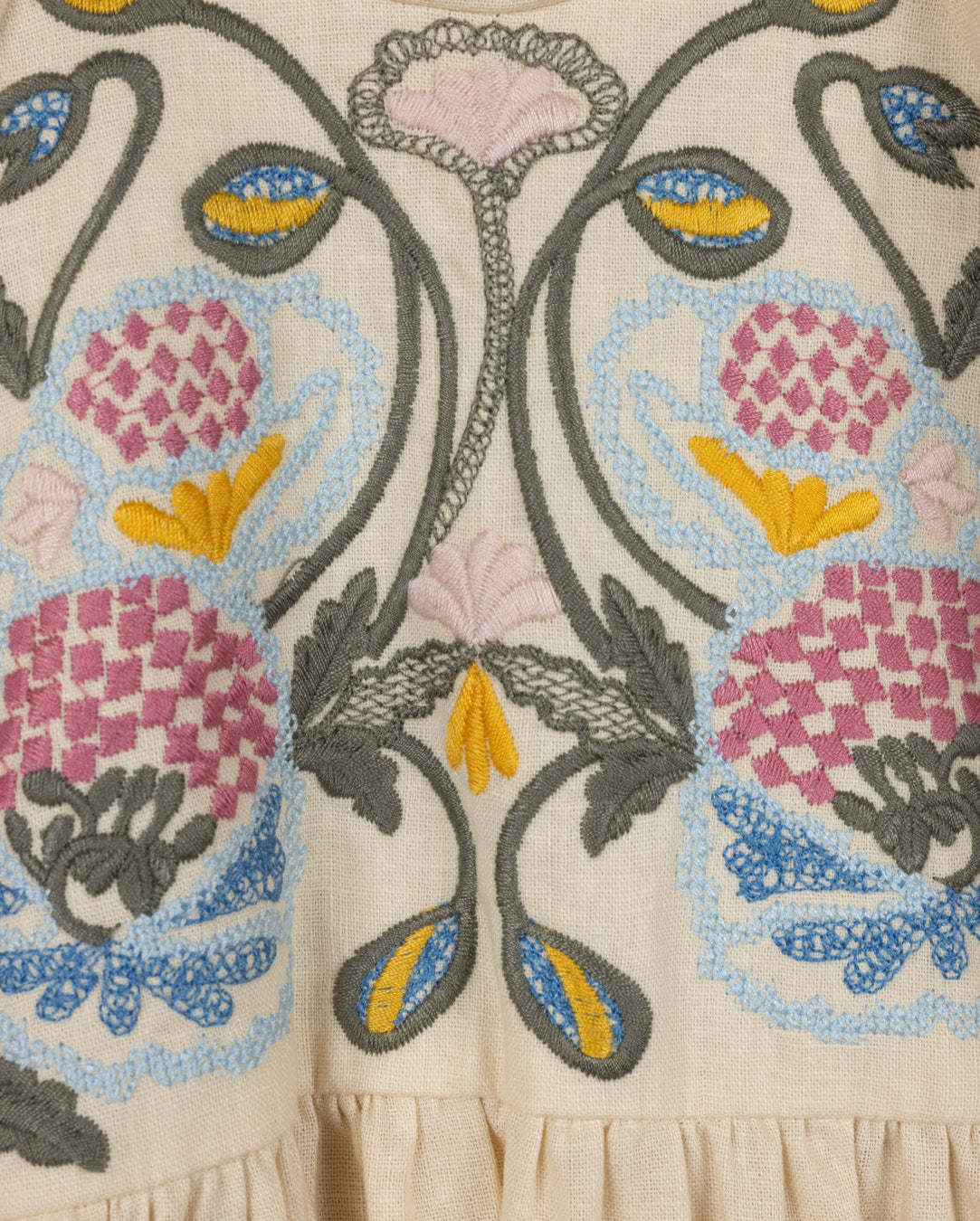 Floral Embroidered High Waisted Dress