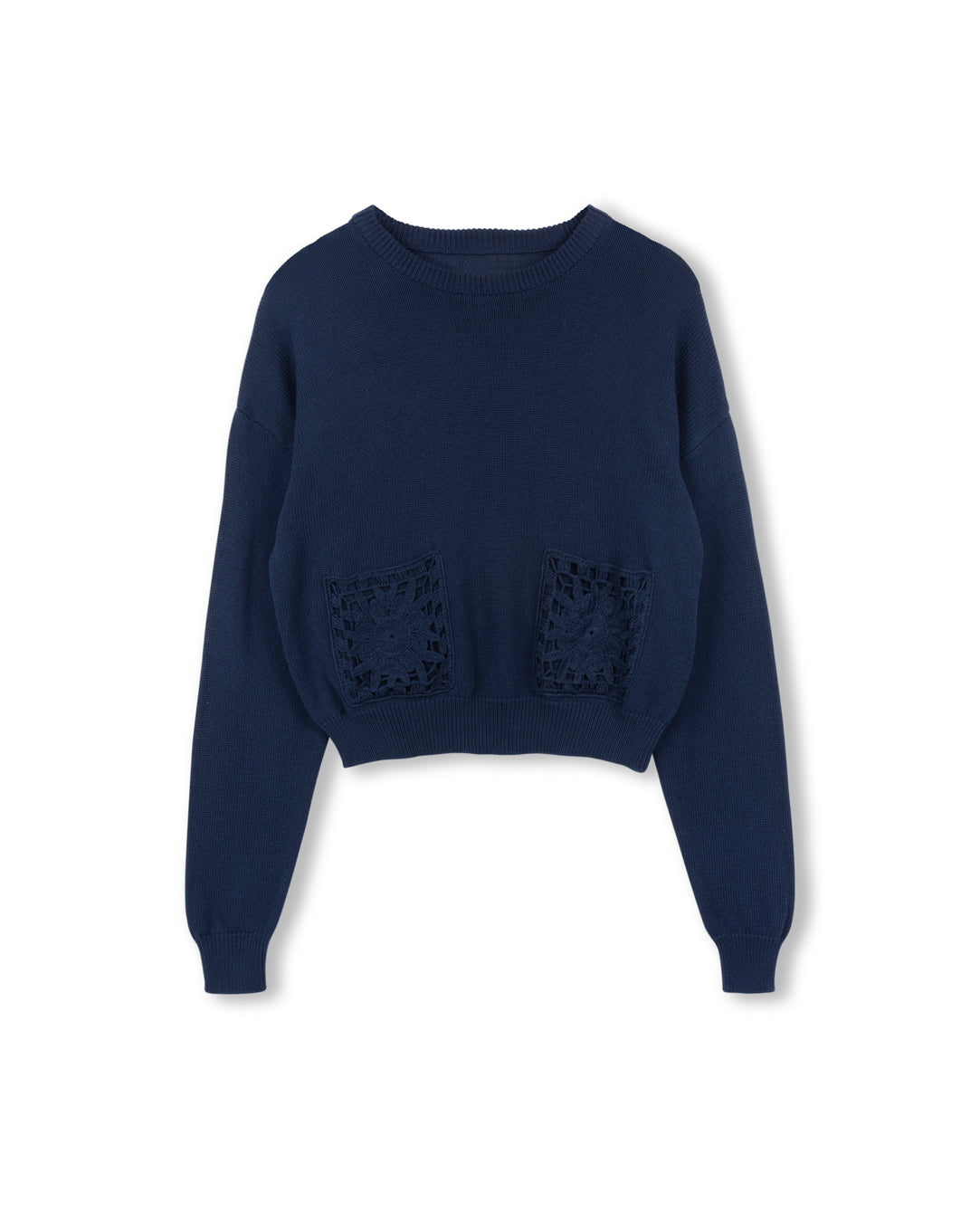Crop Knit Sweater With Pockets - Junees