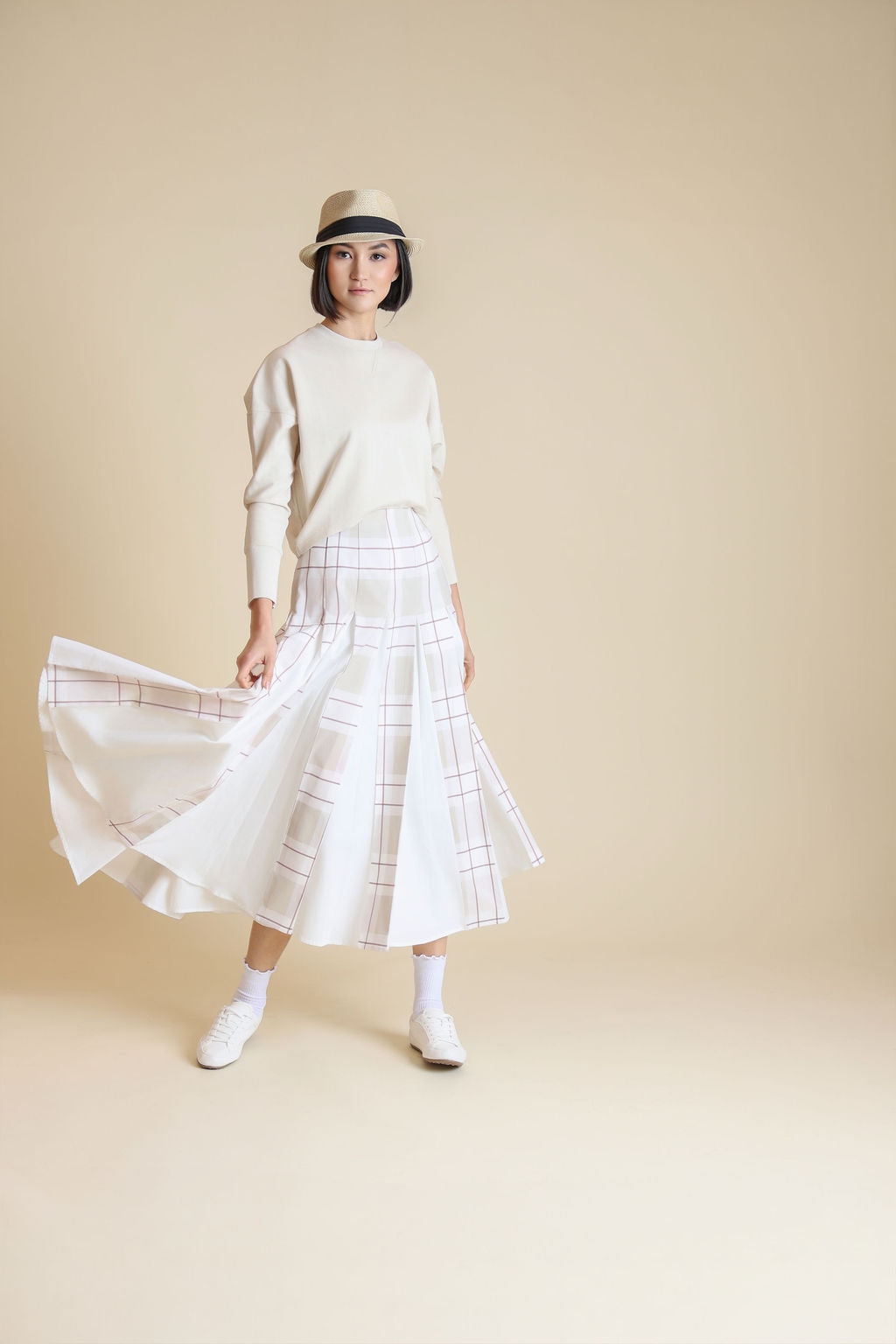 Tal Plaid Invert Pleat Skirt - Junees