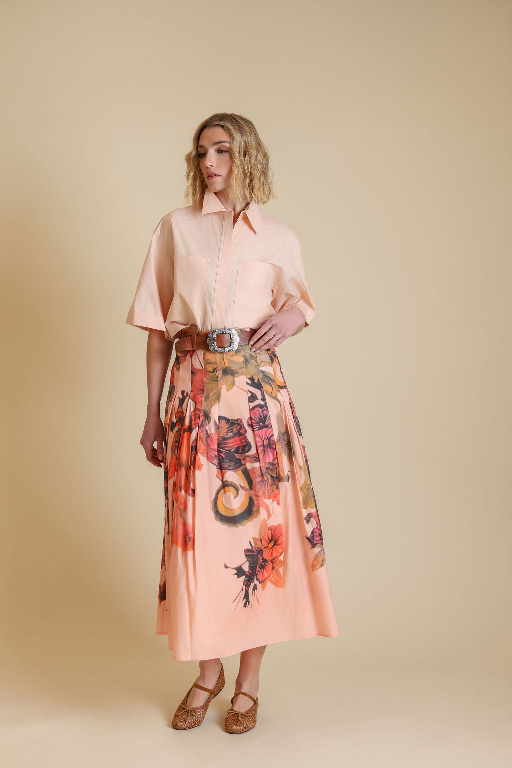 Viale Poplin Box Pleat Skirt - Junees