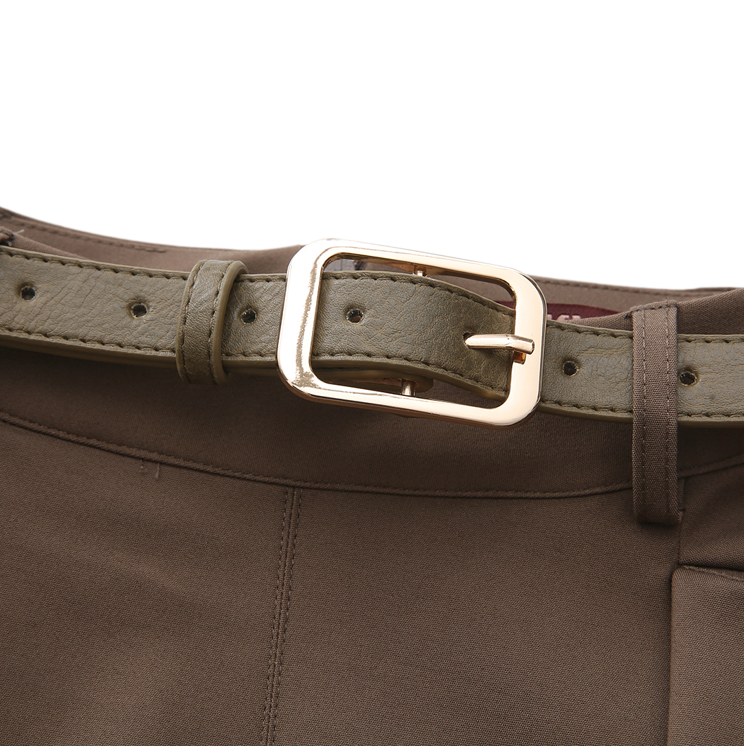 Inserted Kick Belted  Skirt