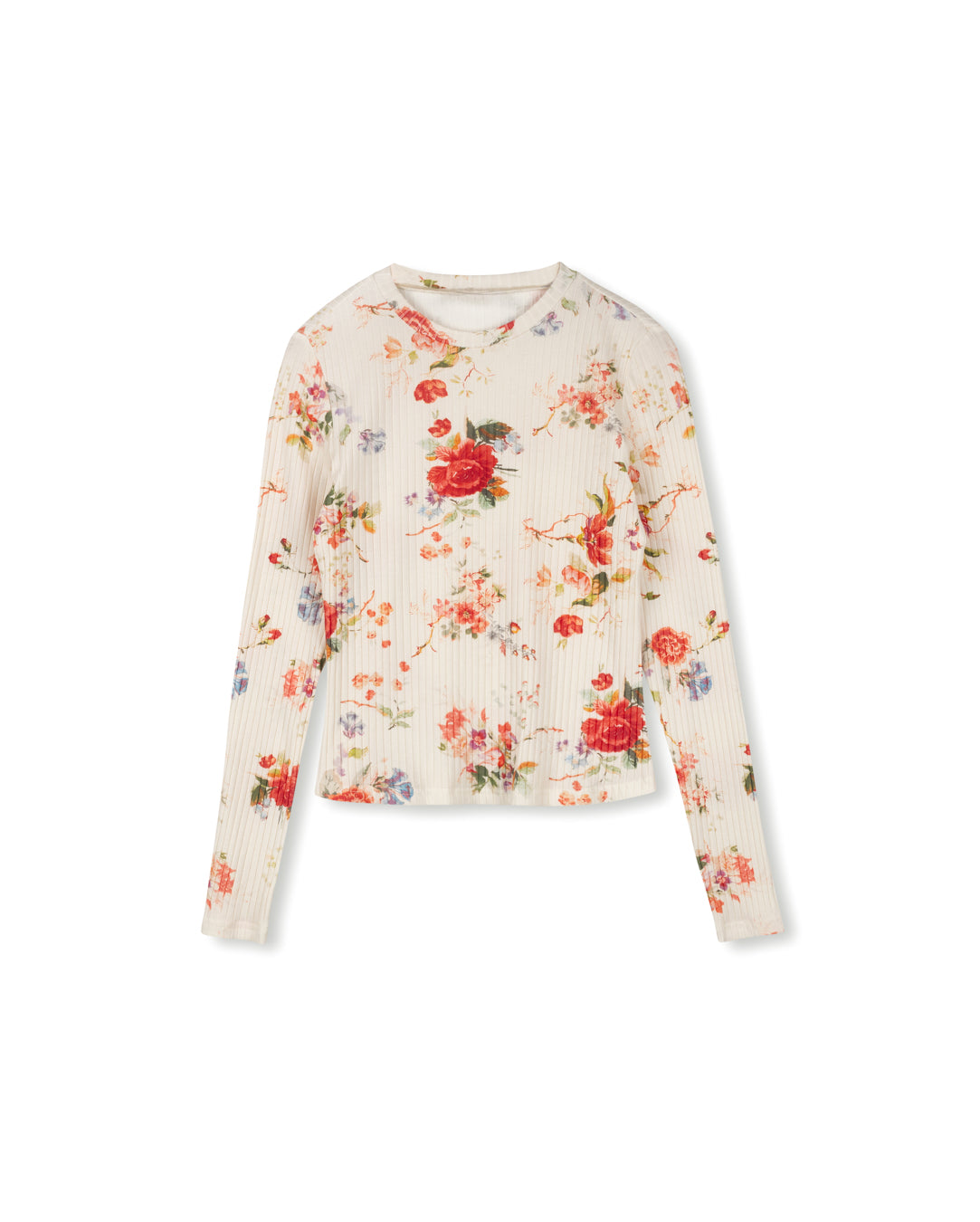 Floral Printed Ribbed Tee