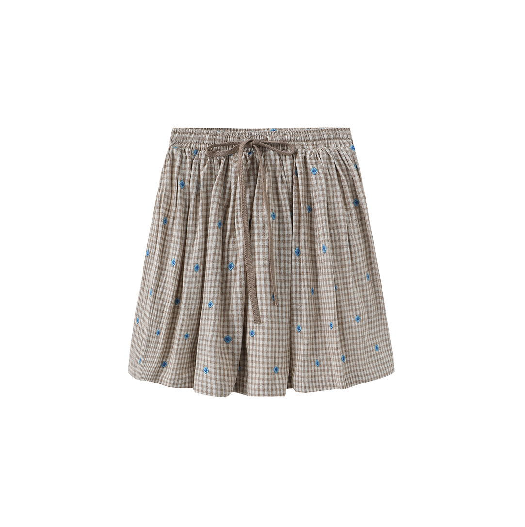 Jane Plaid Embroidered Skirt