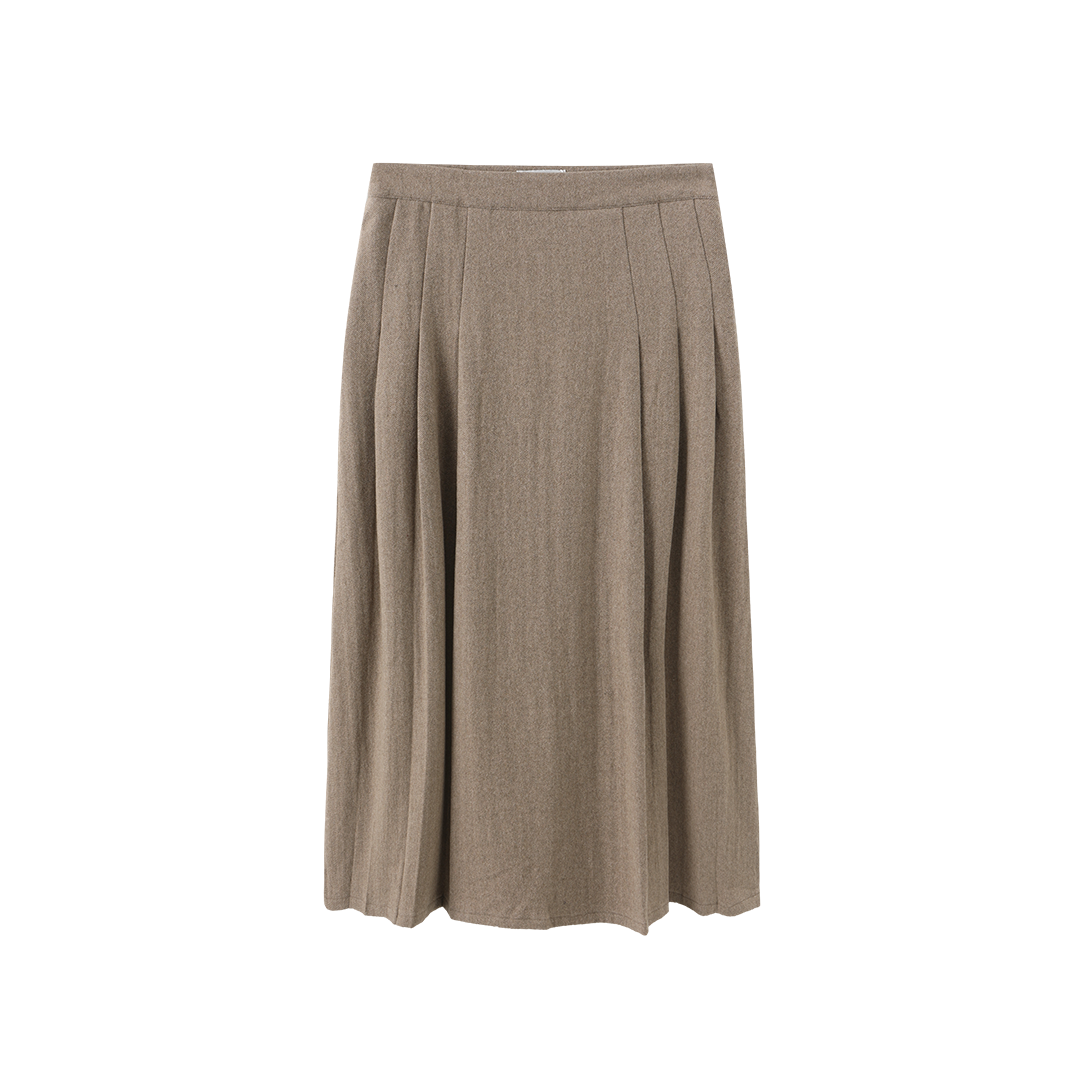 Wool Side Pleated Skirt