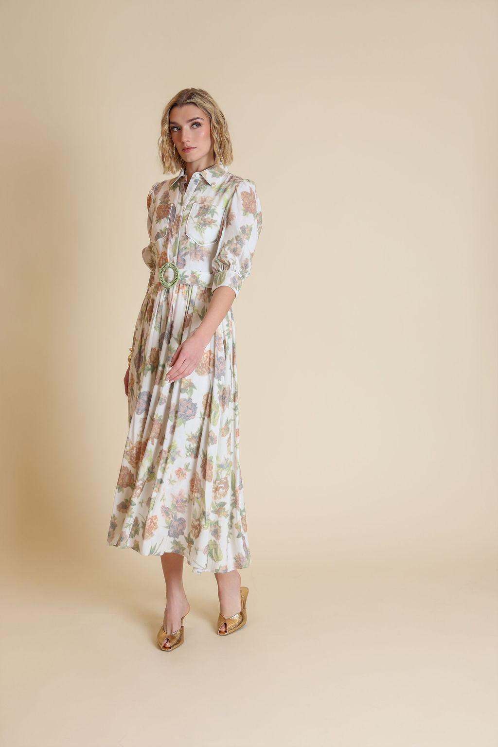 Thin Poplin Floral Dress