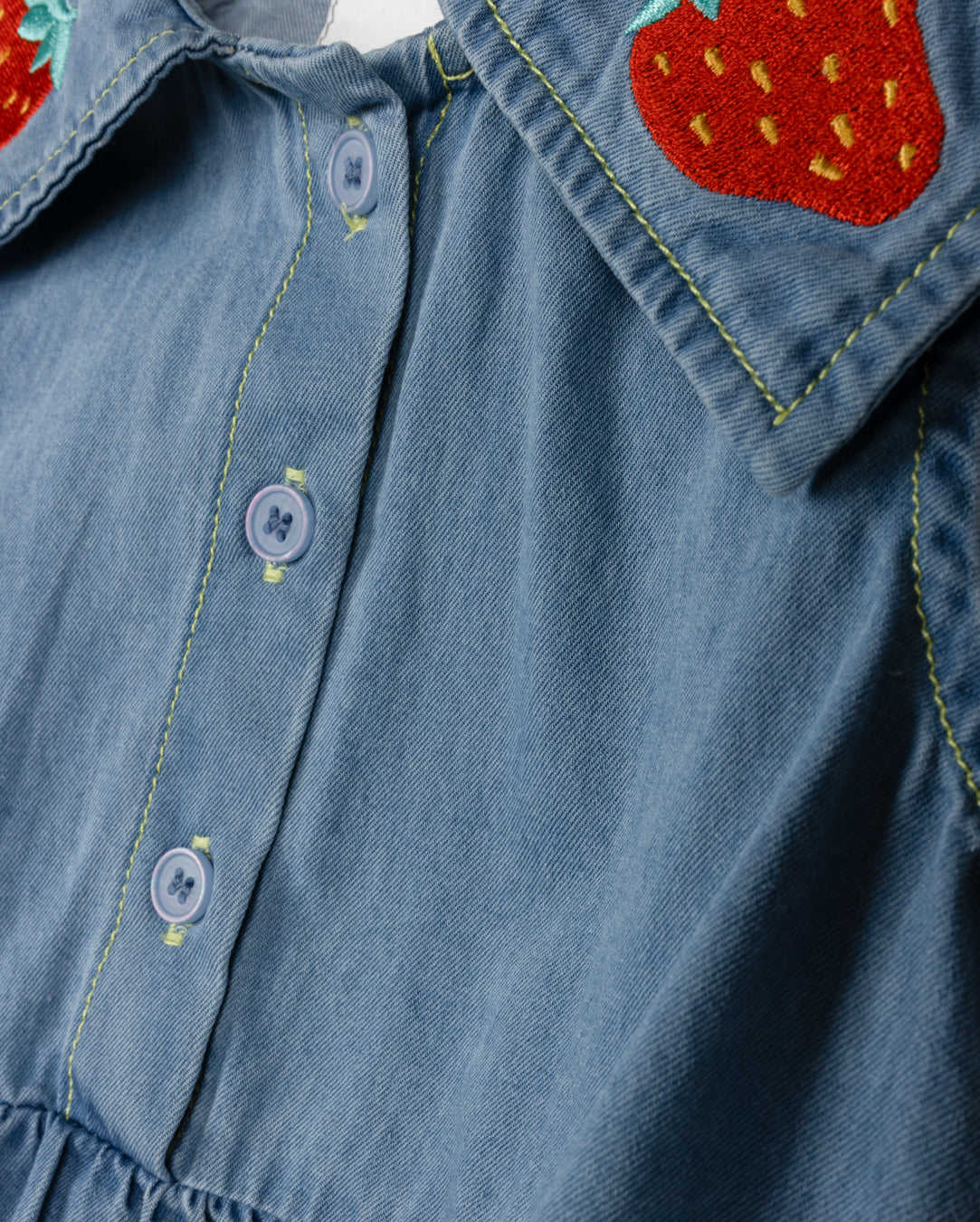 Tate Strawberry Denim Romper