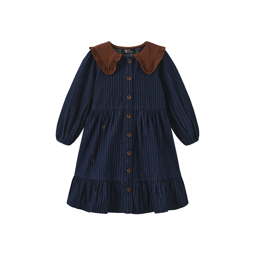 Lali Pinstriped Denim Tiered Dress