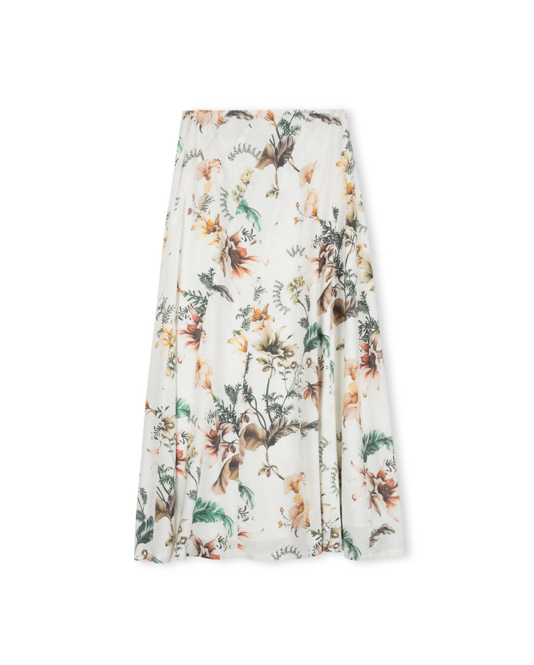 Pane Paneled Linen Floral Skirt - Junees