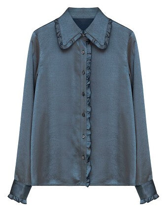 Silk Scalloped Detail Blouse W-16129