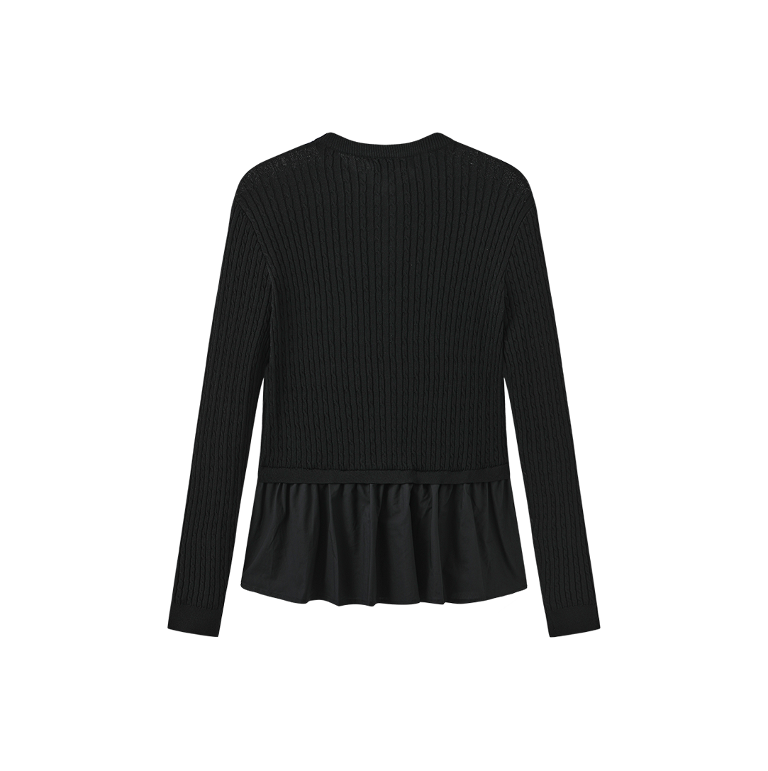 Inserted Blouse Cable Cardigan