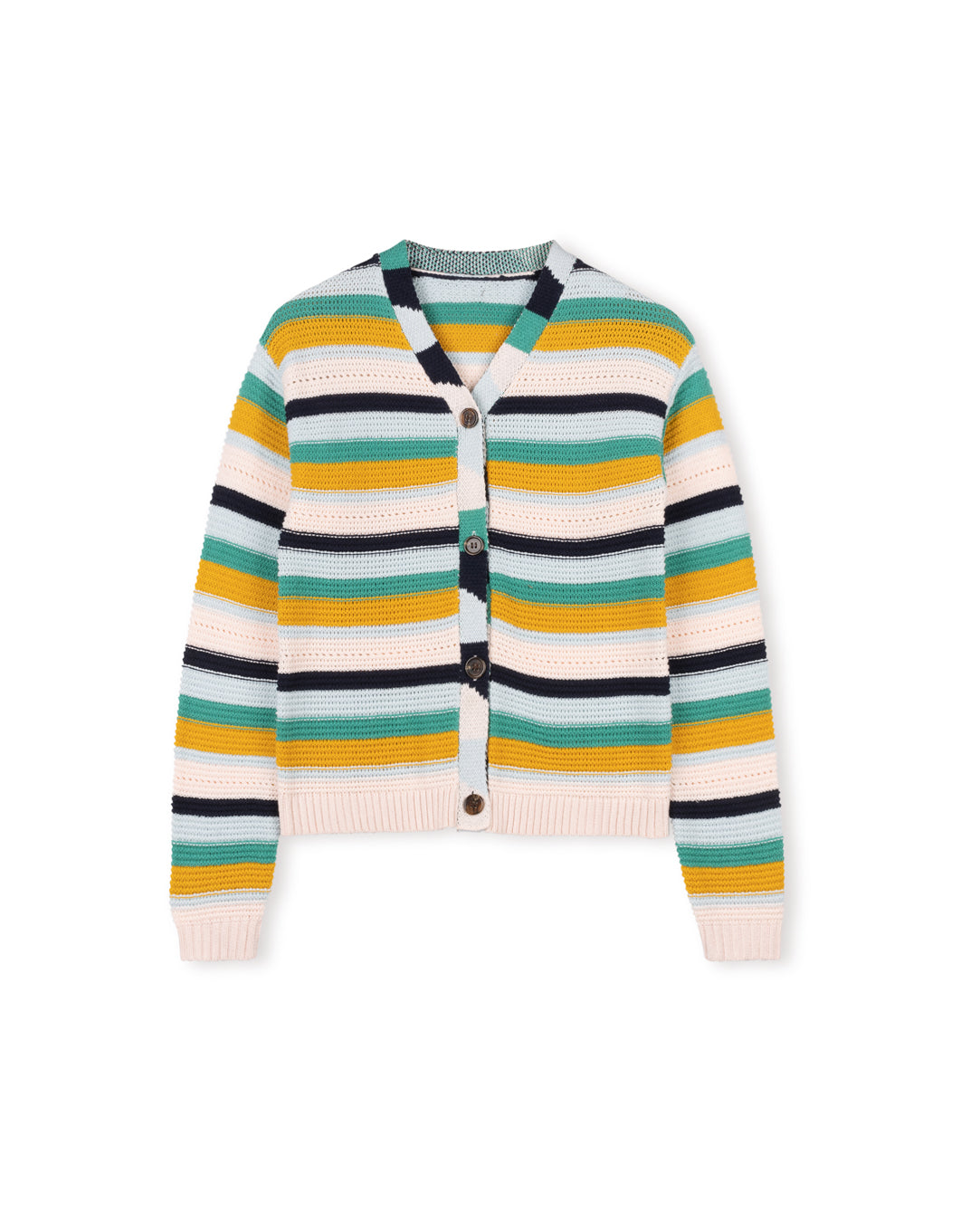 Colorful Stripe Button Down Cardigan W-17067