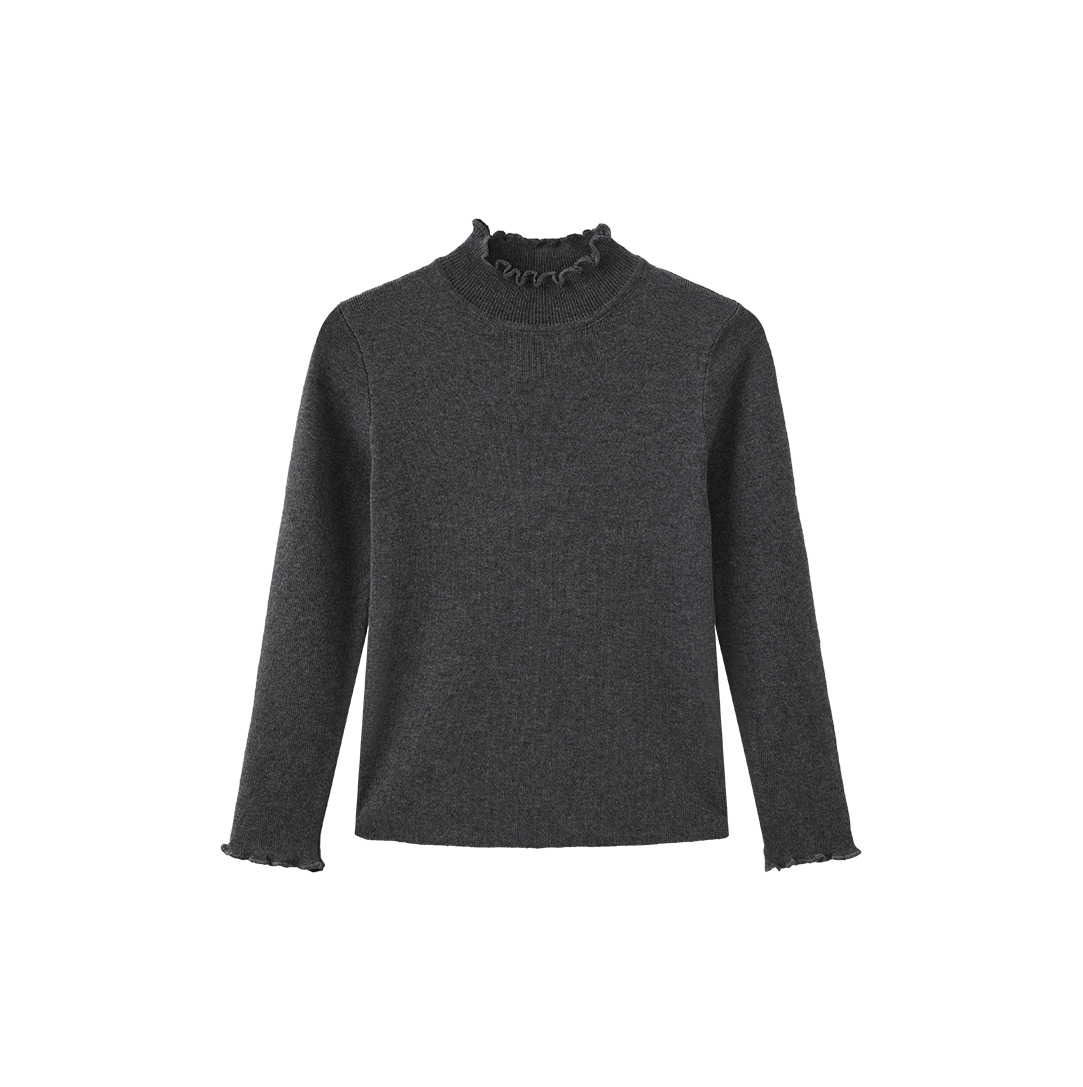 Flat Knit Ruffled Edge Neck Sweater