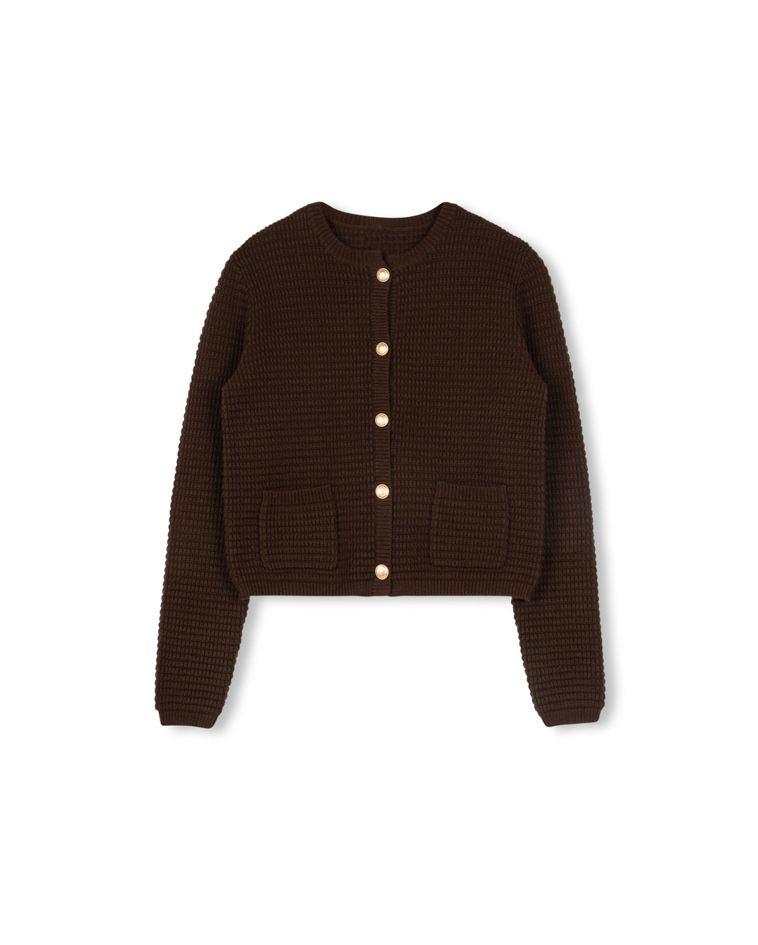 Knit Gold Button Cardigan W-23175