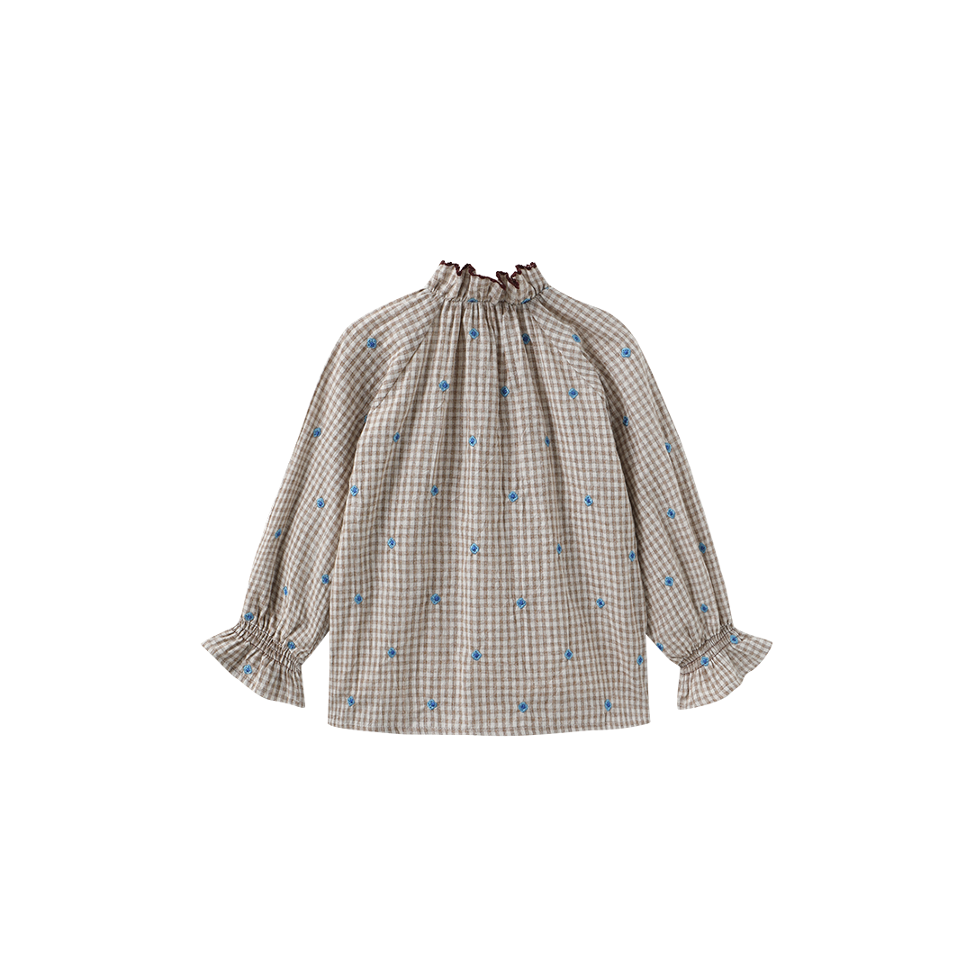 Jane Plaid Embroidered Blouse