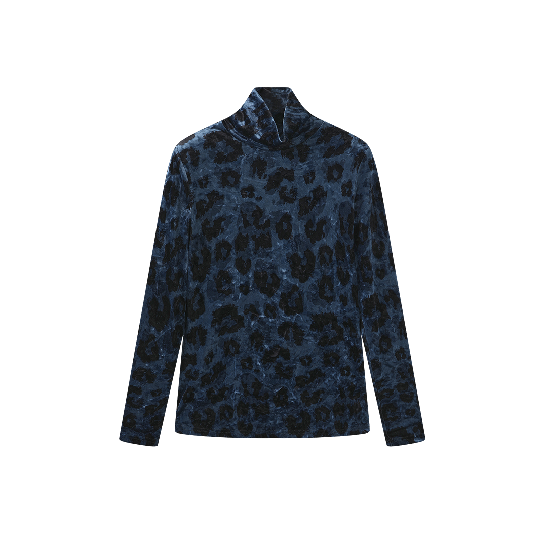 Velour Lepoard Turtleneck