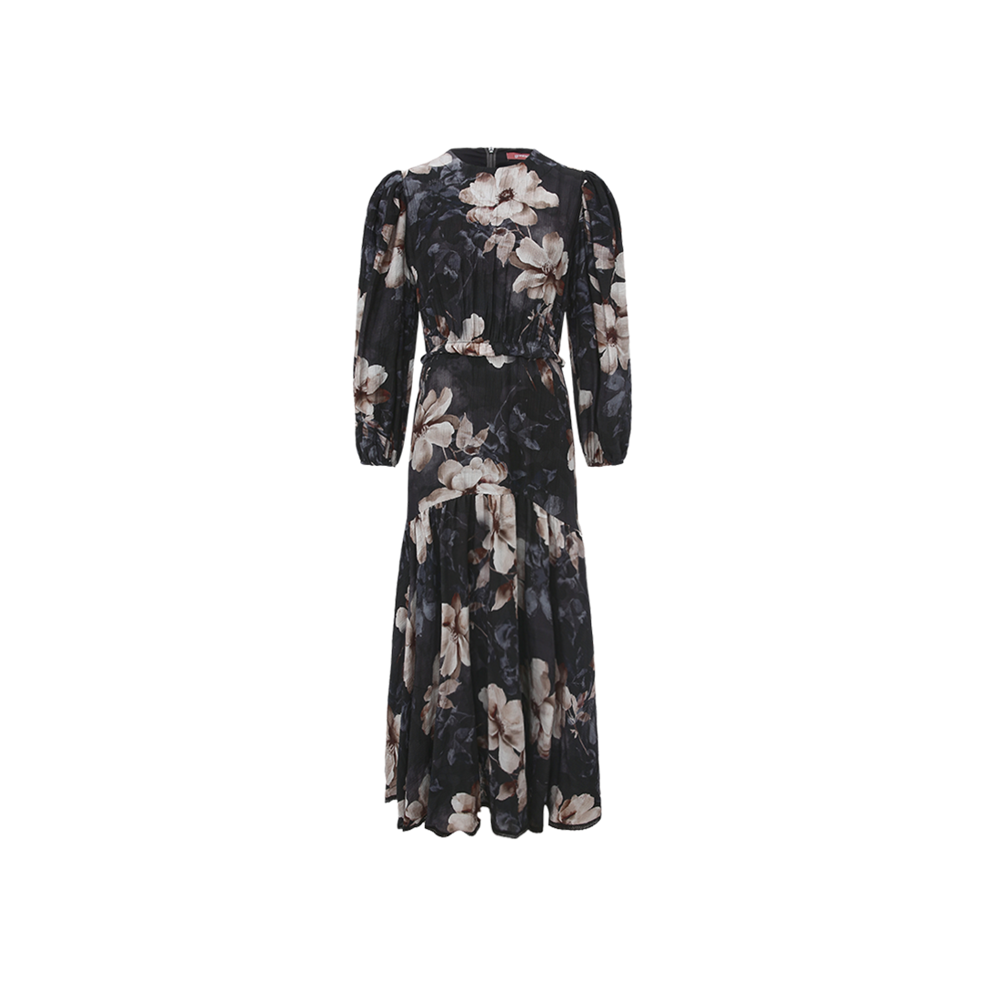 Tiered Rounded Seam Floral Dress