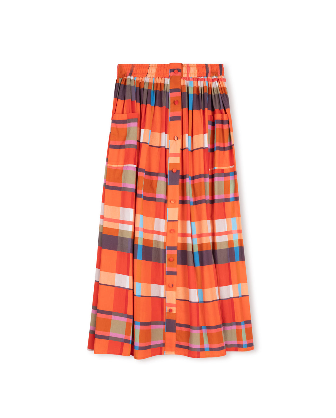 Plaid Printed Maxi Skirt W-16953