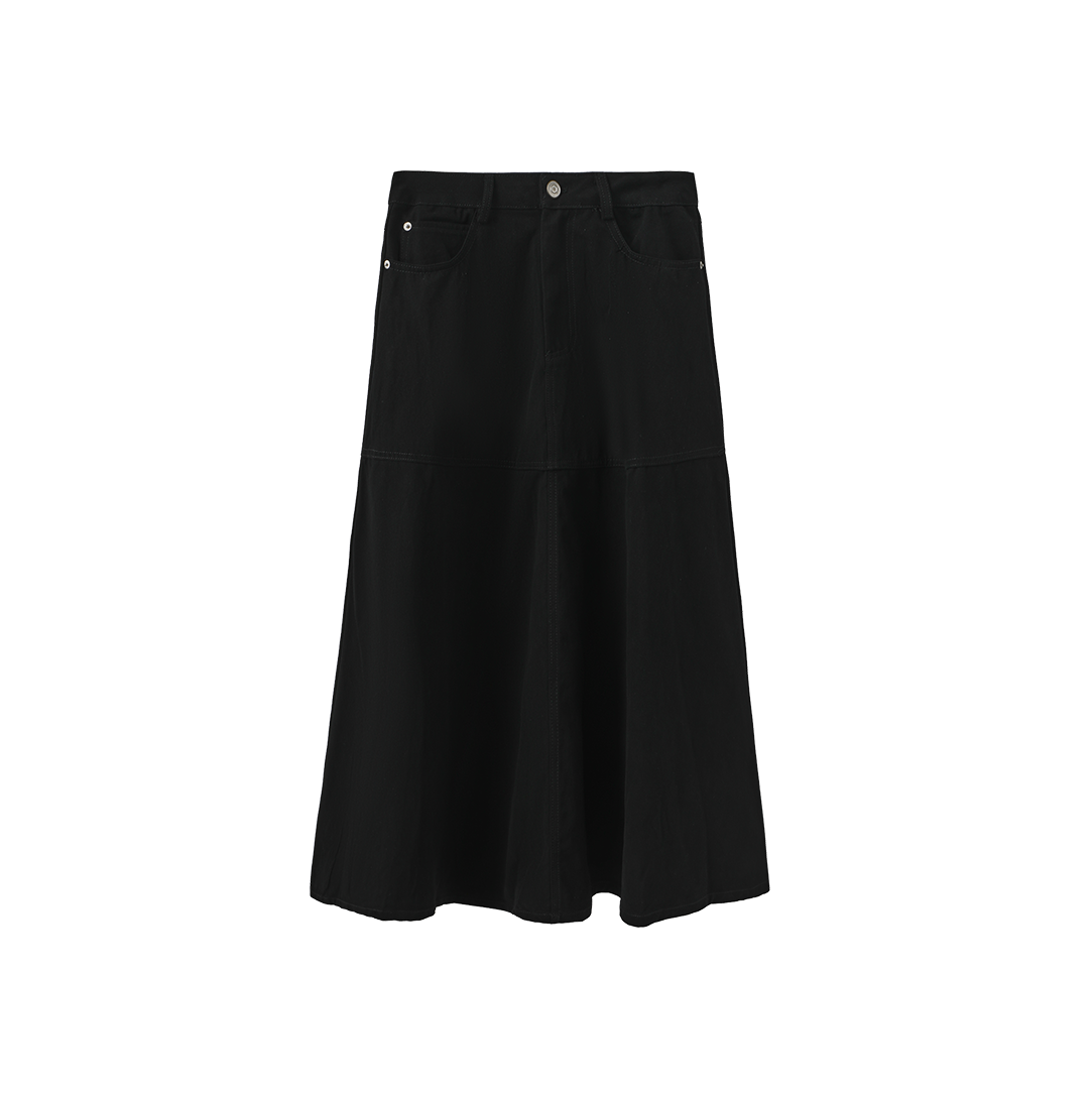 Denim Seam Detailed Pocket Skirt