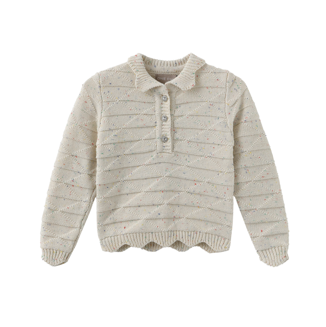 Marled Knit Scalloped Trim Set