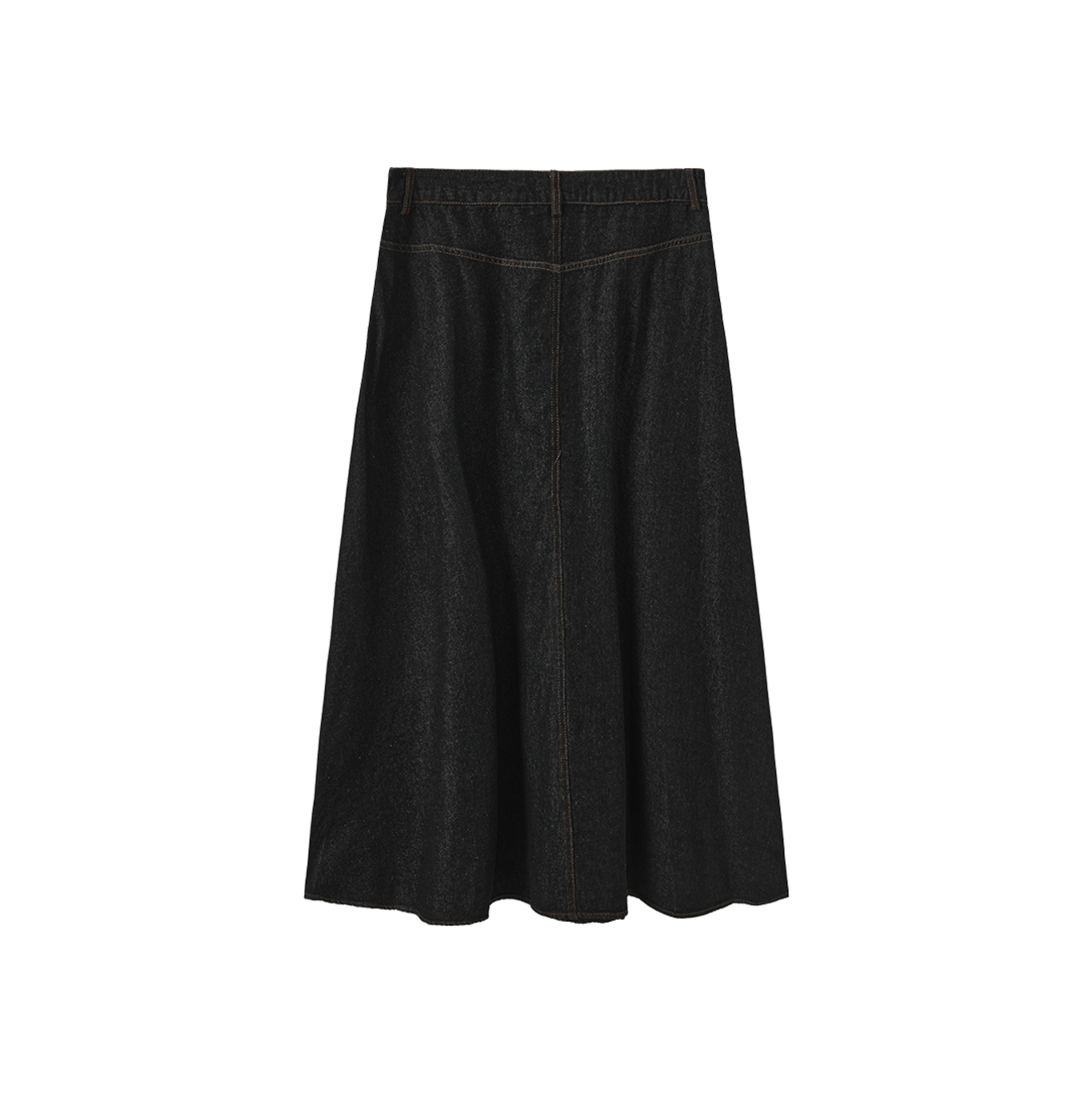 Denim Front Fly Midi Skirt