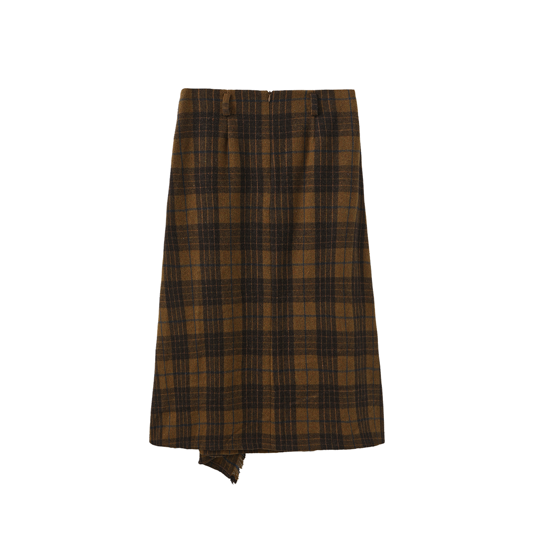 Plaid Wrap Belted Skirt
