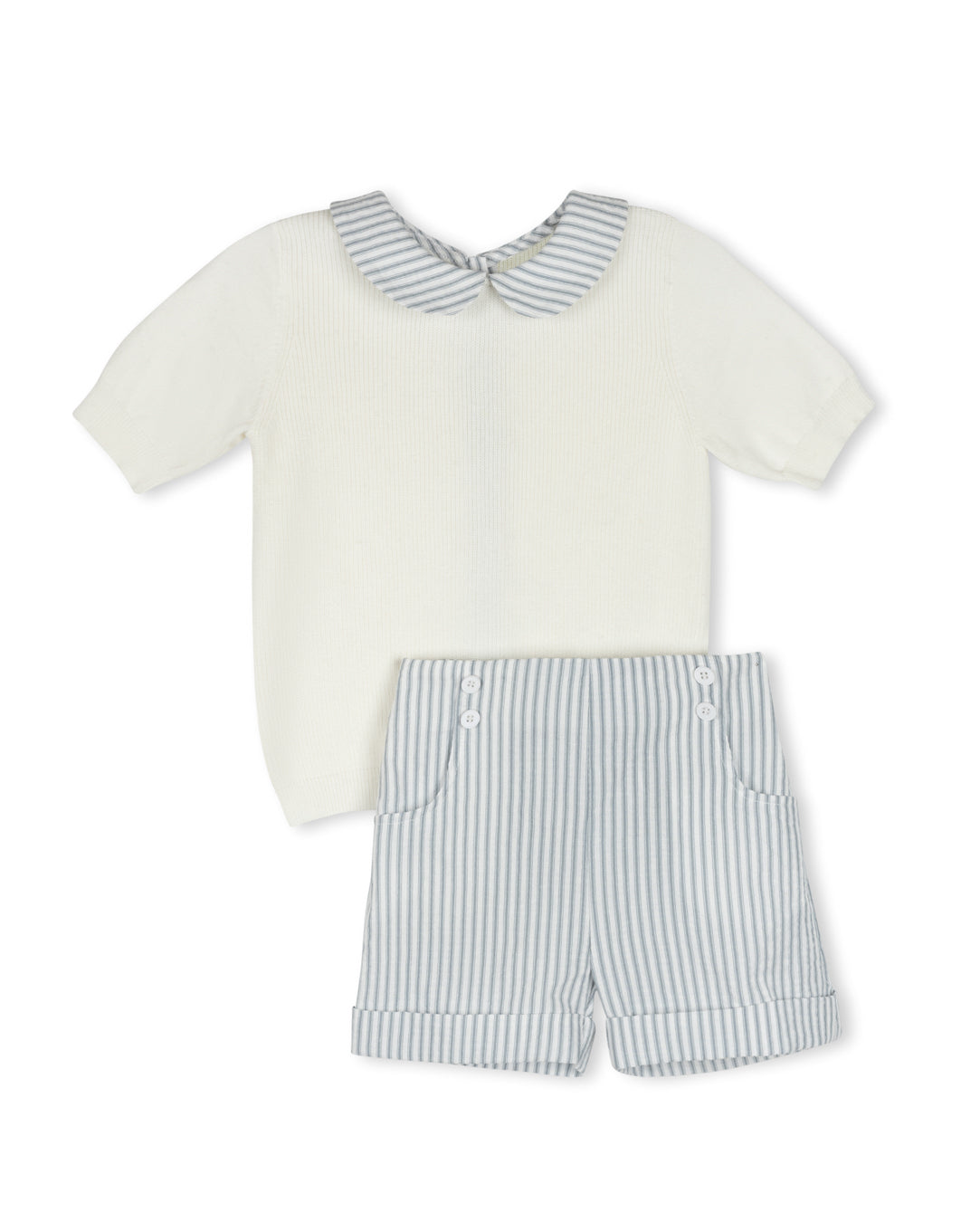 Cotton Pinstriped Shirt And Shorts