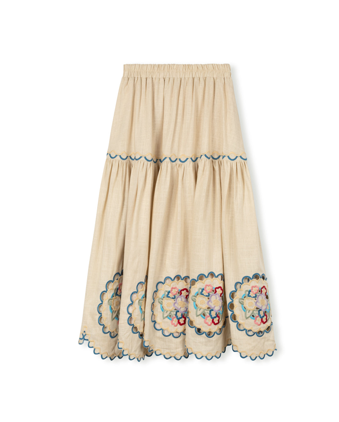 Linda Embroidered Scallop Skirt - Junees