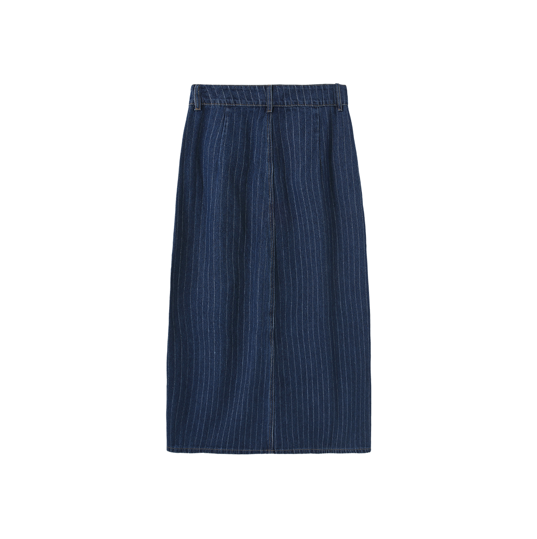 Denim Pinstripe Maxi Skirt