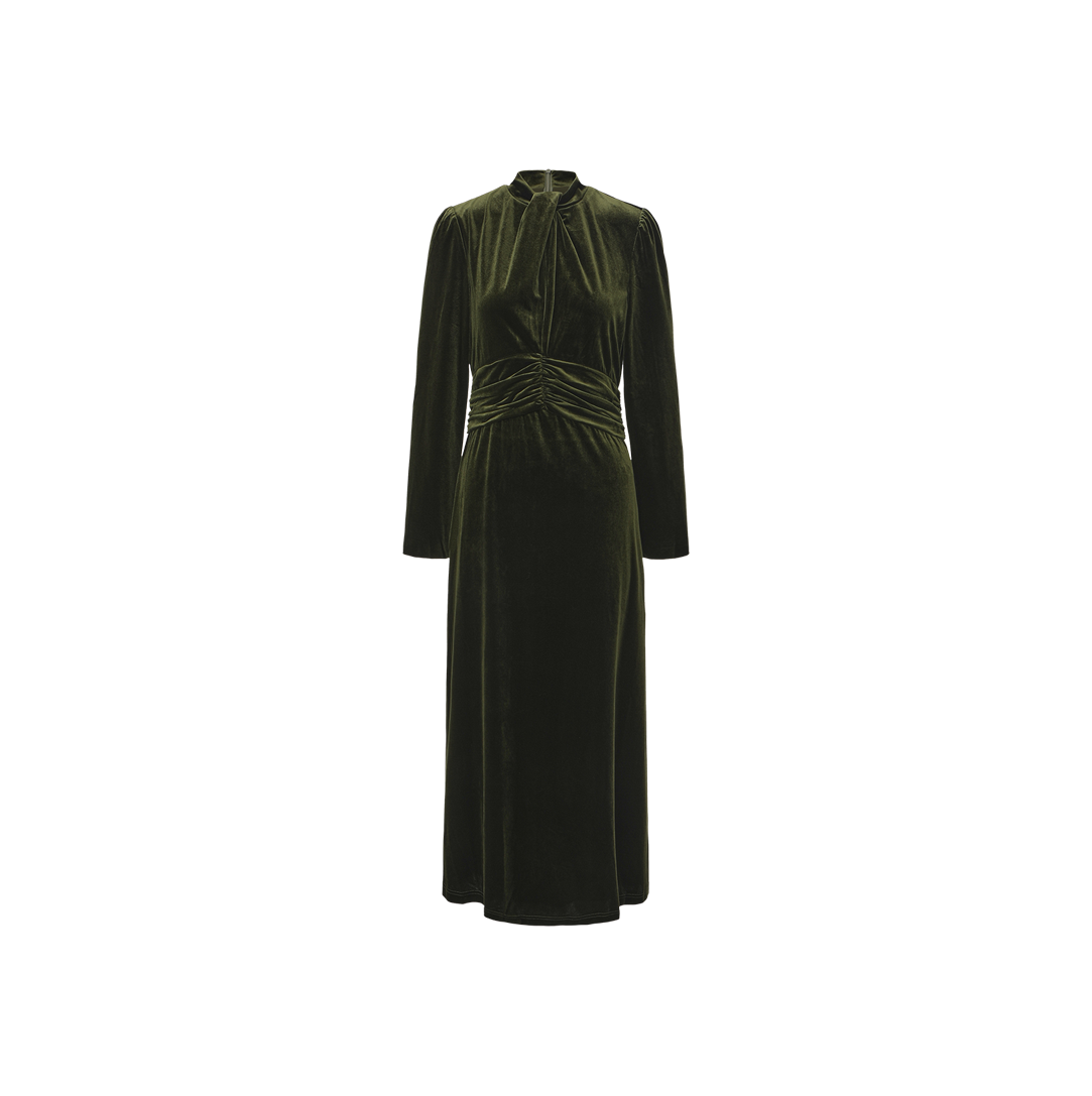 Twist Neck Velvet Dress