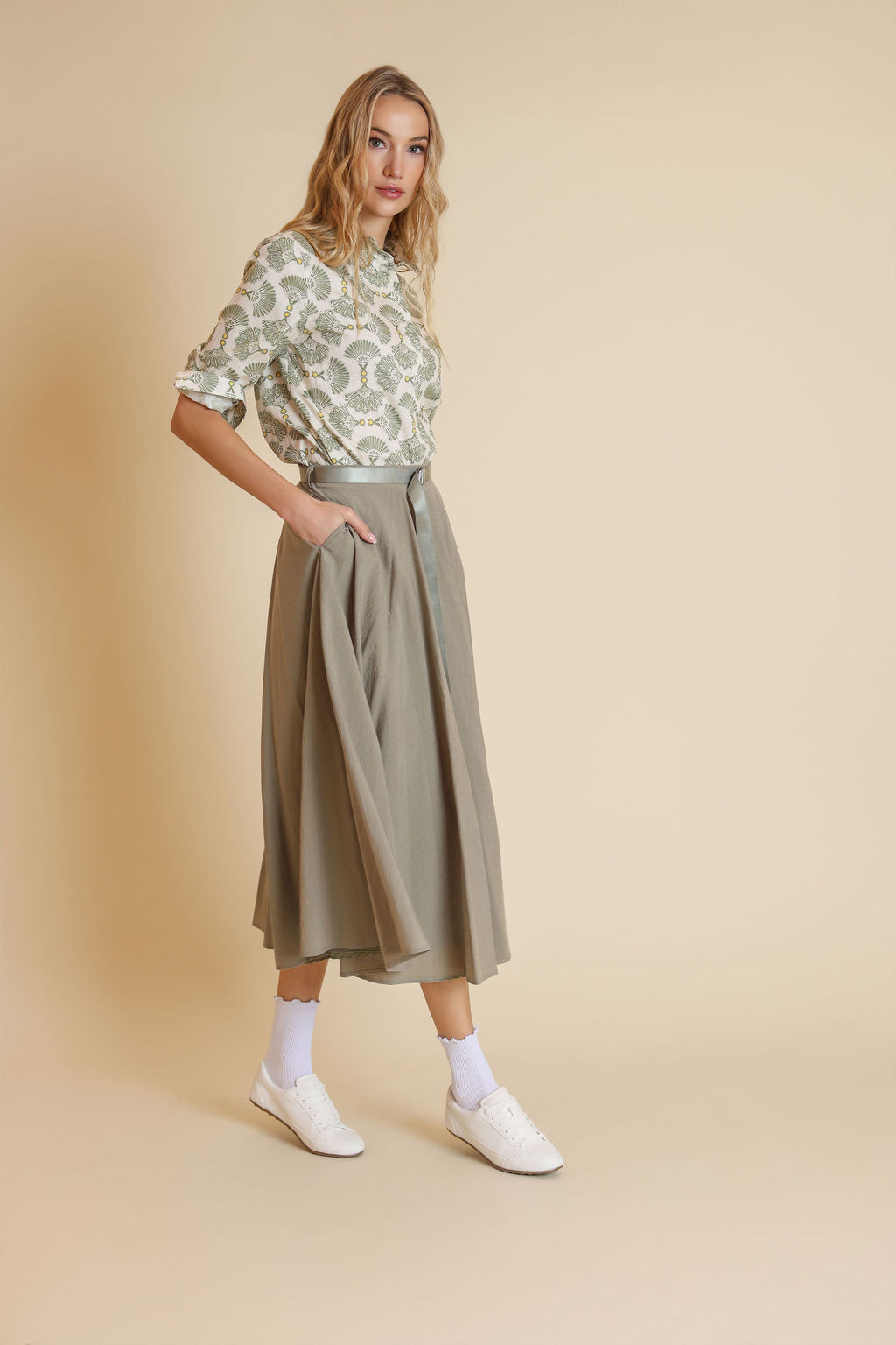 Belted Crinkle Skirt - Junees