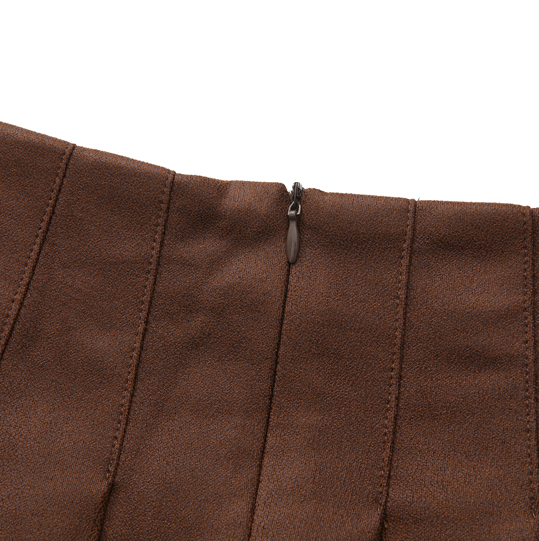 Pebbled Leather Pleated Skirt
