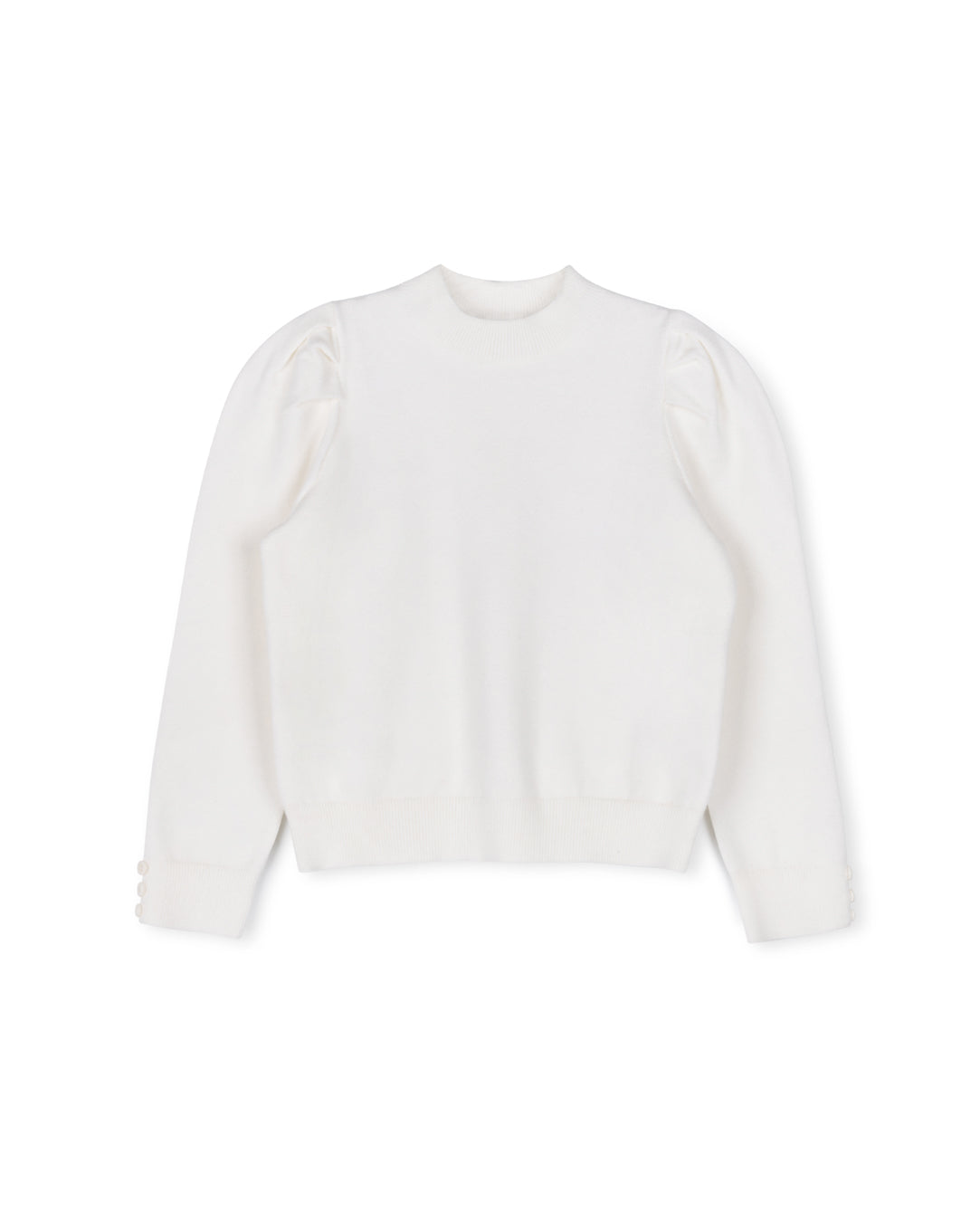 Puff Sleeve Button Cuff Sweater - Junees