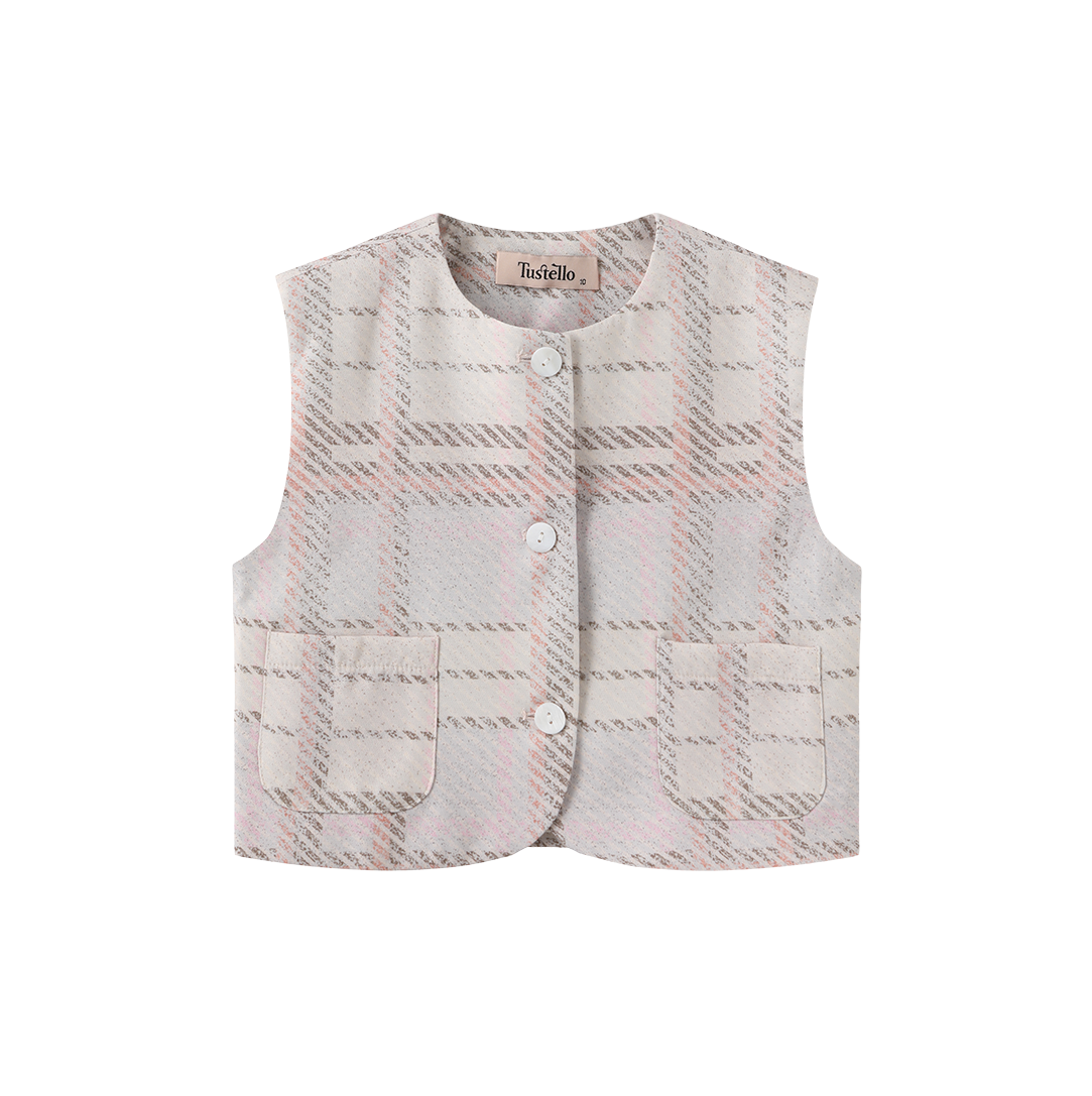 Plaid Printed Crewneck Vest