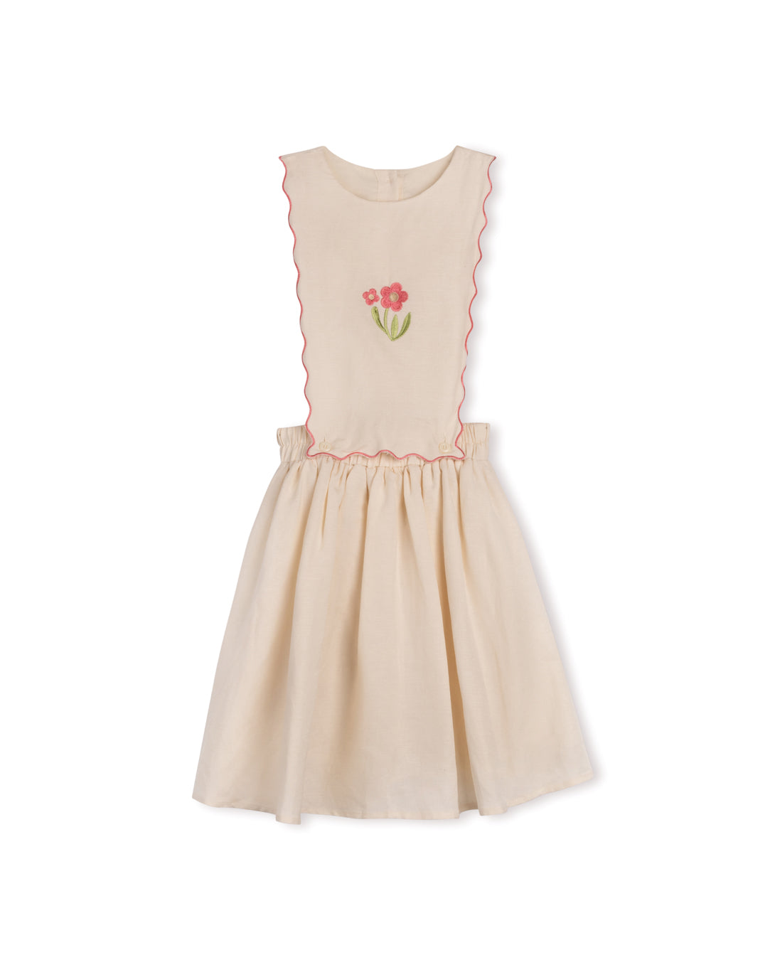 Apron Linen Scallop Trim Jumper C-18015