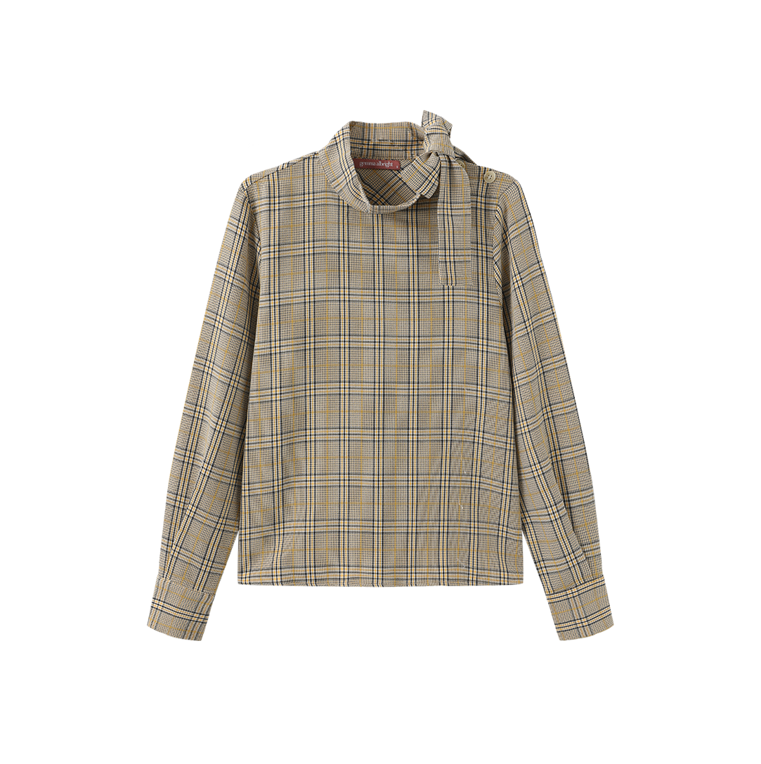 Avis Plaid High Neck Blouse