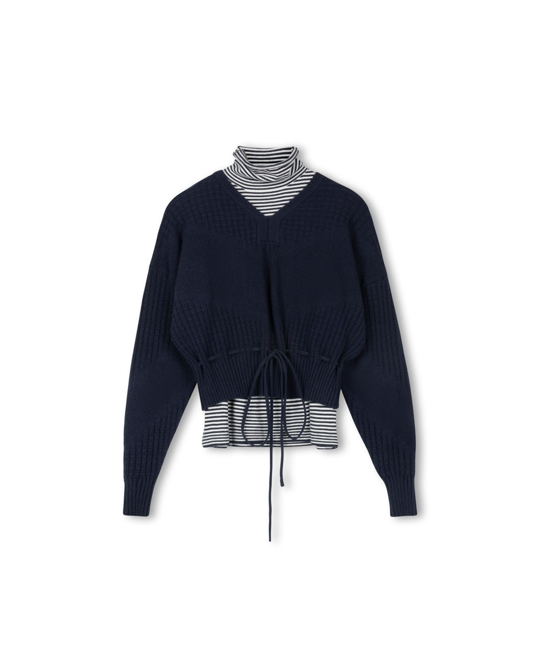 Open Neck Sweater With Turtleneck W-22118