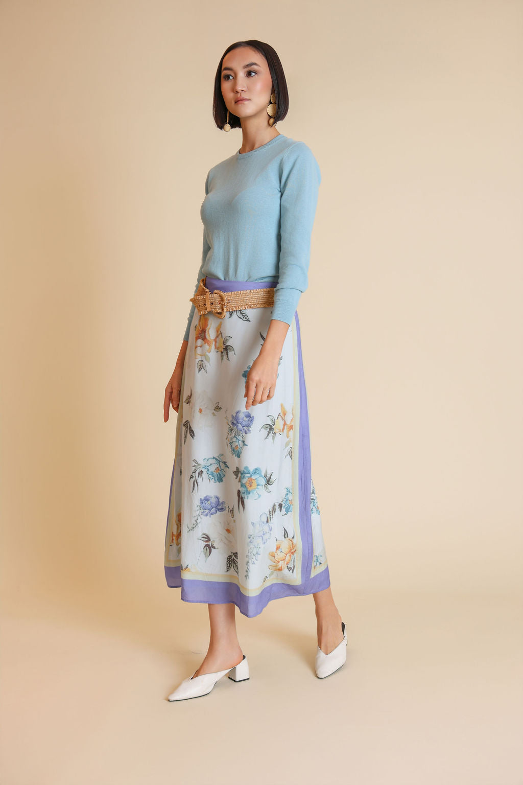 Silk Printed Detailed Skirt - Junees