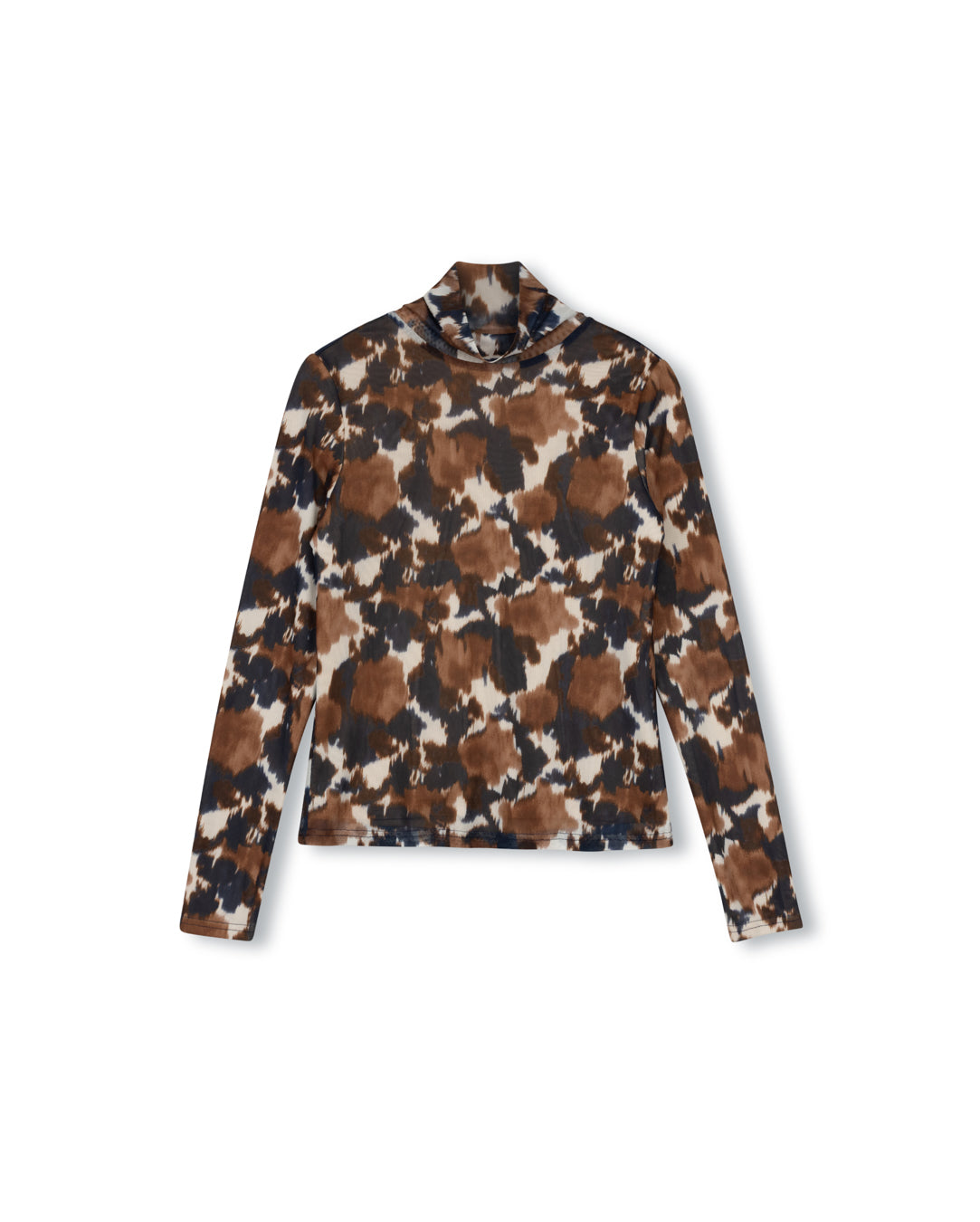 Printed Mesh Mock Neck