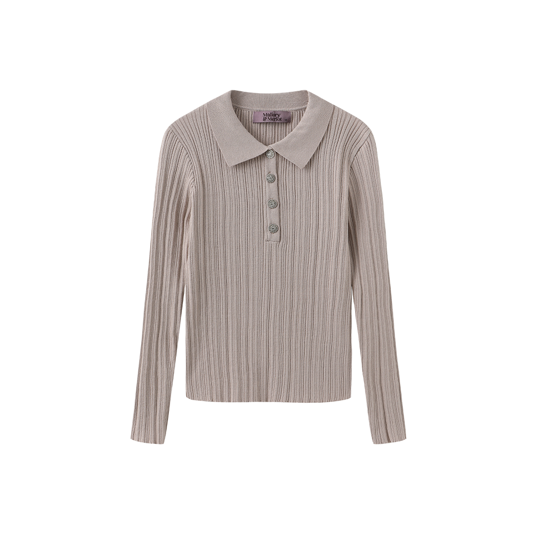 Mica Ribbed Knit Ruffle Collar Sweater