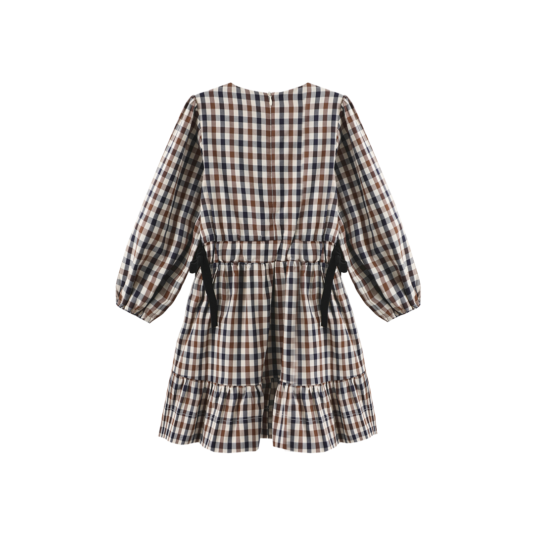 Checked Bow Waisted Dress