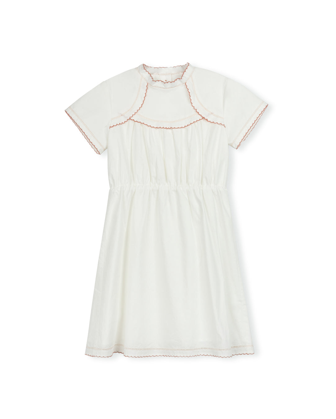 Tally Embroidered Scalloped Trimming Dress