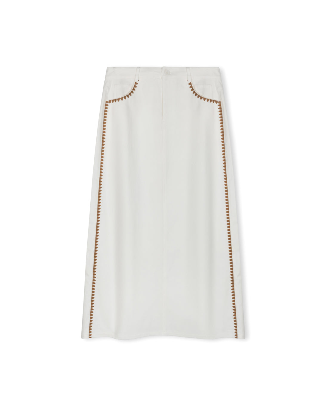 Denim Embroidered Pocket Detailed Skirt