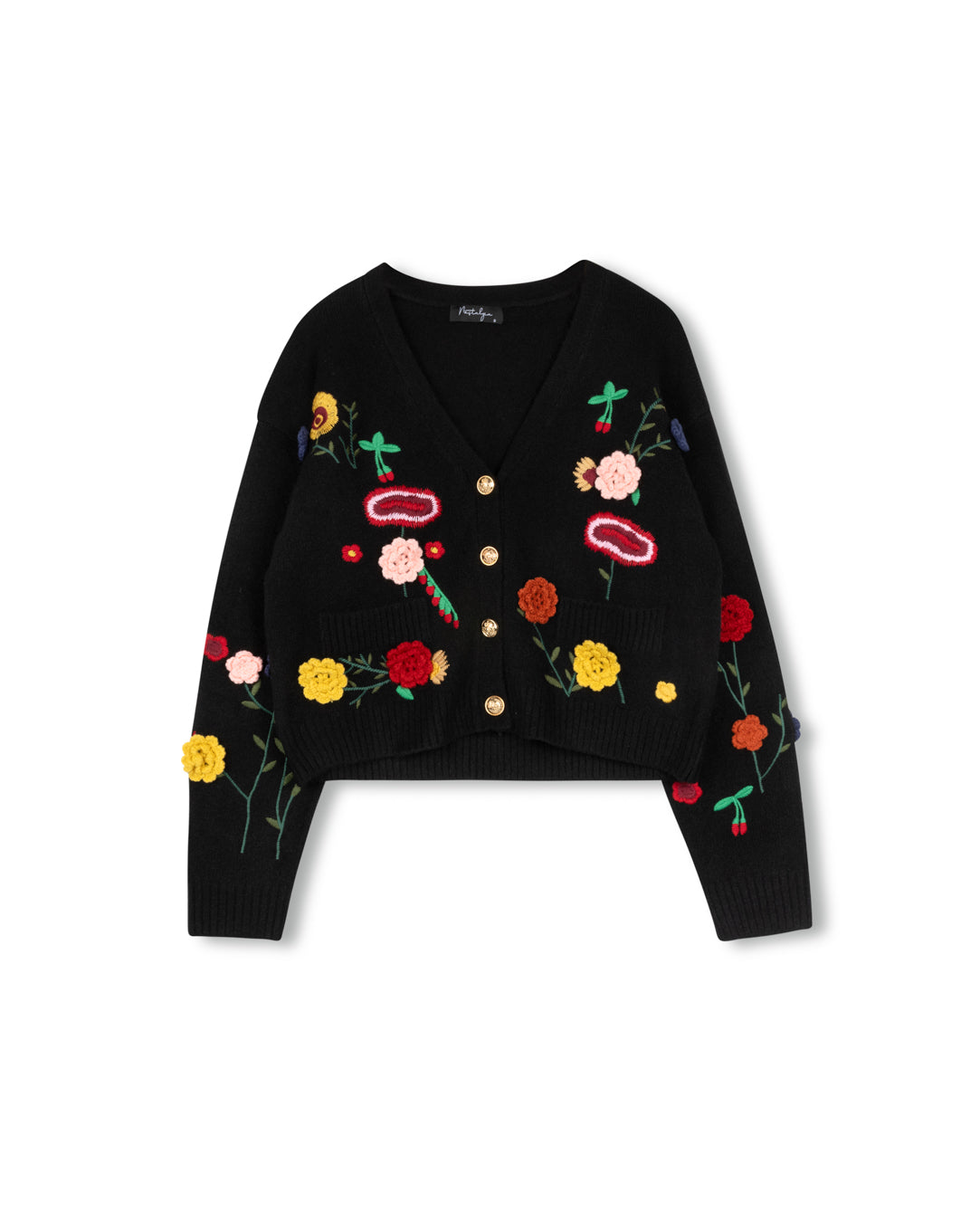 Applique And Embroidered Cardigan