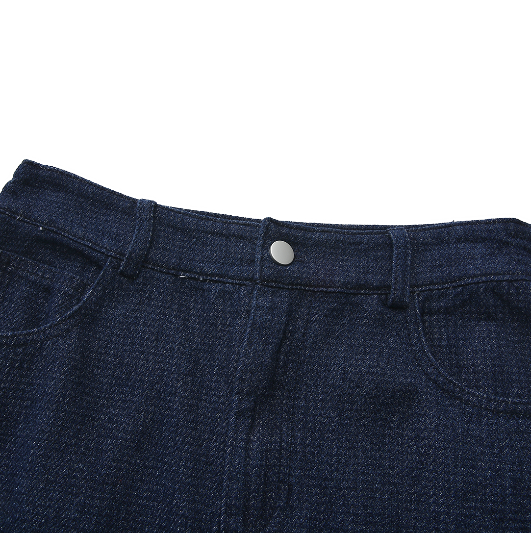 Designed Fly Front Denim Skirt