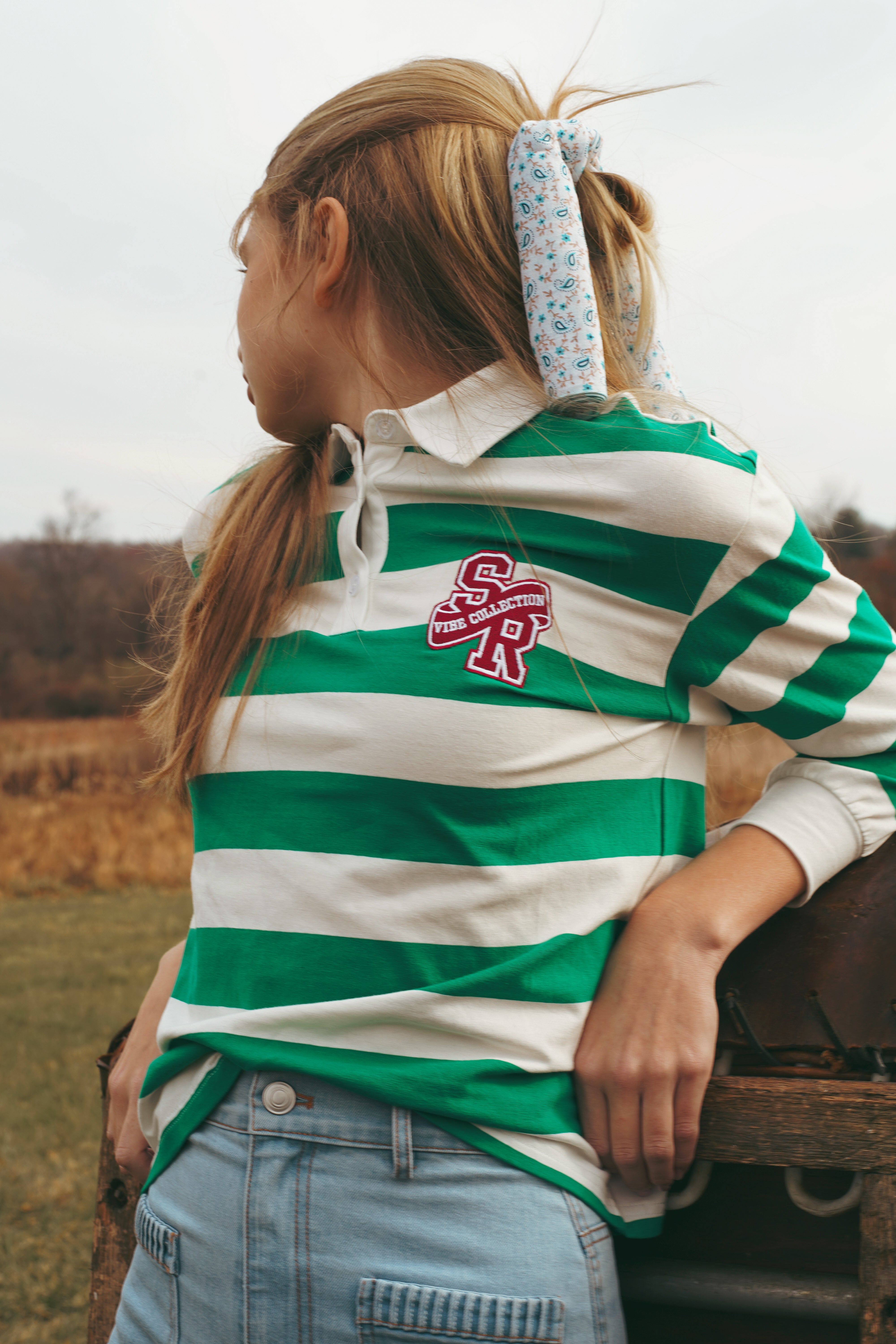 Cropped Striped Off Shoulder Tee - Junees